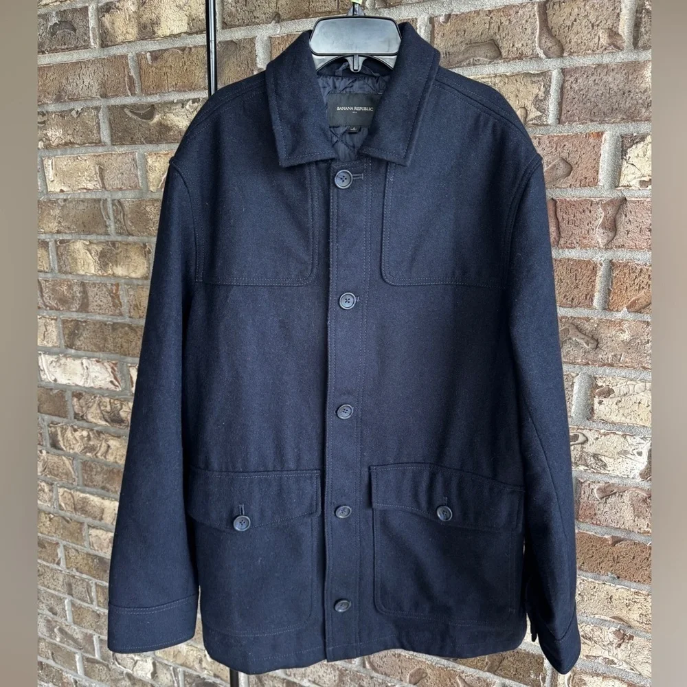 Banana Republic Wool Blend Coat Jacket Men's - DARK NAVY Size L